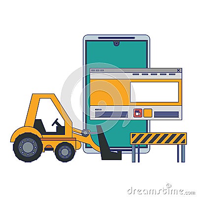 Maintenance support technology web cartoon Vector Illustration