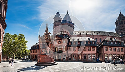 View of Mainz Cathedral in Old Town, Germany Editorial Stock Photo