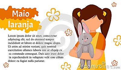 Maio laranja campaign against violence research of children. Vector Illustration