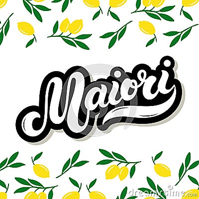 Maiori. The name of Italian town on the Amalfi coast Cartoon Illustration