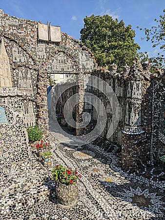 Maison picassiette garden in Chartres, France Editorial Stock Photo