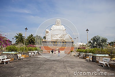 Maitreya Buddha statue located in the famous Vinh Trang pagoda in My Tho city, Tien Giang province, Vietnam Editorial Stock Photo
