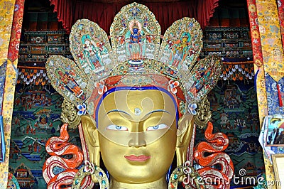 Maitreya - Future Buddha statue from Ladakh Stock Photo