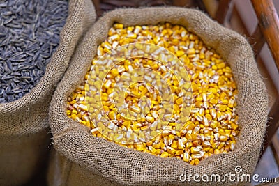Maize Corn Sack Stock Photo