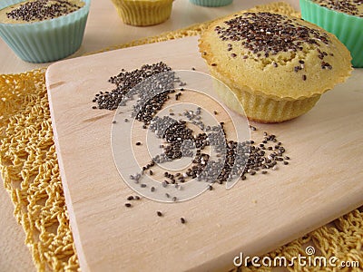 Maize flour bread muffins with chia seeds Stock Photo