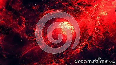 Majestic Abstract Fiery Cosmic Nebula Texture in Deep Red and Black Shades. Big Bang And Apocalypse View Stock Photo