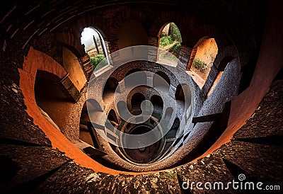 Majestic Aerial View of Subterranean Tower. AI Generated Stock Photo