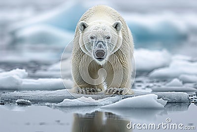 Majestic arctic scene Polar bear on icy terrain in Svalbard Stock Photo
