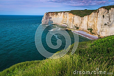 Majestic Atlantic ocean coastline with amazing cliffs, Etretat, Normandy, France Stock Photo