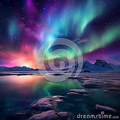 Majestic Aurora Illuminating the Night Sky Stock Photo