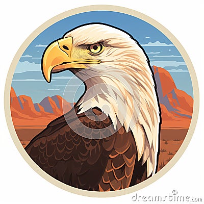 Bald Eagle Sticker: Iconic American Bird In Flat Design Stock Photo