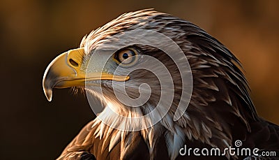 Majestic bald eagle, symbol of American culture, staring with pride generated by AI Stock Photo