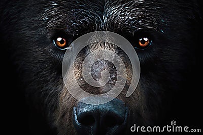 Majestic Bear Close-up of Commanding Presence and Intense Gaze Stock Photo