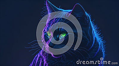 The Majestic Beauty of a Glowing Cat Generative AI Stock Photo