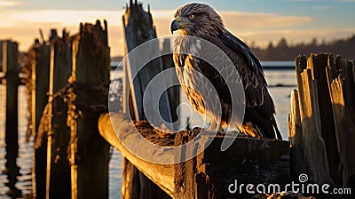 Spectacular Vancouver School Eagle Photography At Sunset Stock Photo