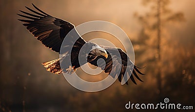 Majestic bird of prey soaring in mid air generated by AI Stock Photo