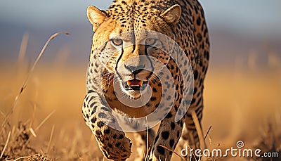 Majestic cheetah, Africa beauty, spotted in wilderness, looking alert generated by AI Stock Photo