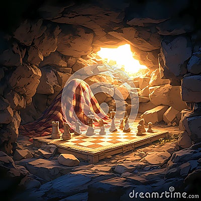 Majestic Chess Mastery in Stone Stock Photo