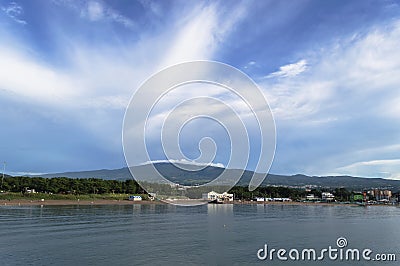 Majestic cloudscape over hallasan mountain and Jeju island Stock Photo