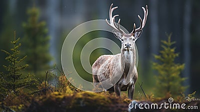 Majestic Deer In Norwegian Forest: Iso 200 Nature Photography Stock Photo