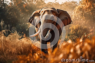 Majestic elephant in a natural environment Stock Photo