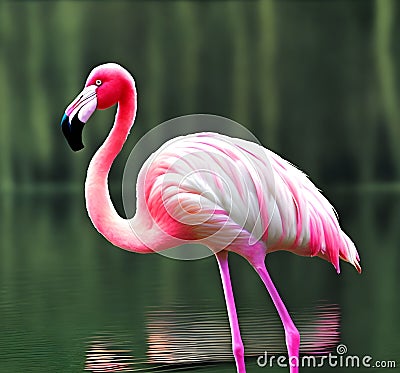 A majestic flamingo on a swamp Stock Photo