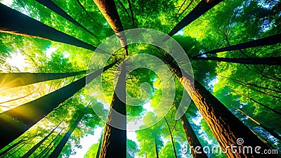 The majestic forest canopy, the awe-inspiring beauty of the dense forest, Stock Photo