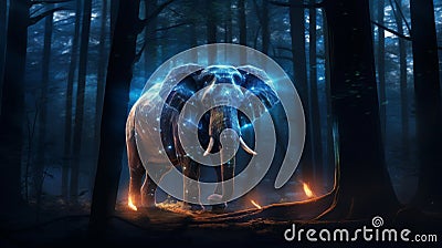 Majestic Forest Guardian: Elephant Patronus in an Enchanted Grove Stock Photo