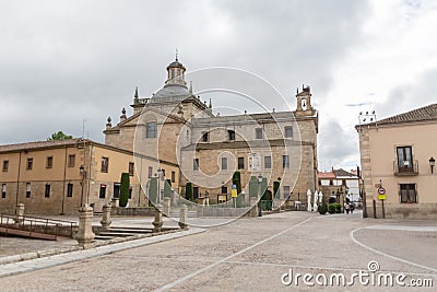 Majestic front view at the iconic spanish Romanesque and Renaissance architecture building at the Iglesia de Cerralbo, downtown Editorial Stock Photo