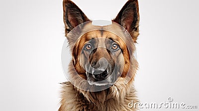 Majestic German Shepherd Dog on White Background AI Generated Cartoon Illustration