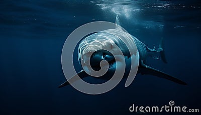 Majestic giant manta ray swimming in blue generated by AI Stock Photo