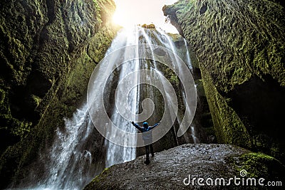 Majestic Gljufrabui waterfall cascade in Iceland Editorial Stock Photo