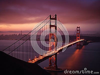 Golden Gate Bridge Shrouded in Twilight Stock Photo