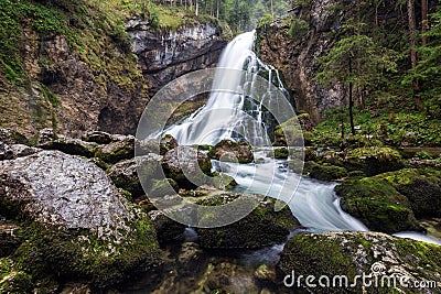 The majestic Gollinger Waterfall in Austria Stock Photo