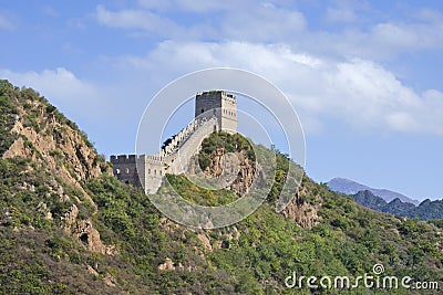 The majestic Great Wall in the mountains of Jinshanling, Beijing, China Stock Photo