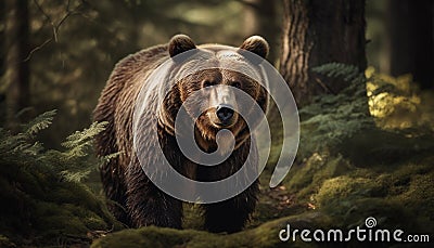 Majestic grizzly bear walking in Alberta wilderness generated by AI Stock Photo
