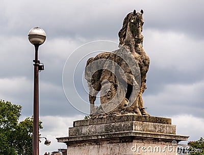 Majestic Horse Statue on Pont d& x27;IÃ©na, Paris, France Editorial Stock Photo