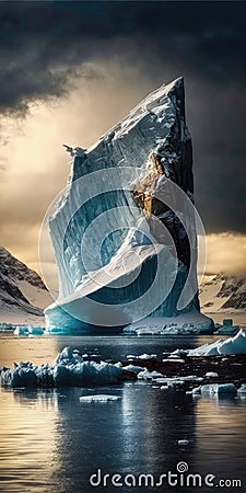 Majestic Icebergs Arctic Wilderness Mobile Wallpaper. Generative AI Stock Photo