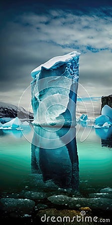 Majestic Icebergs Arctic Wilderness Wonder Landscape Mobile Wallpaper. Generative AI Stock Photo