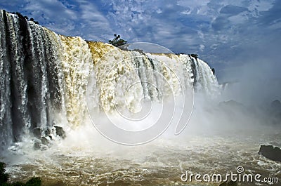 The majestic Iguassu Falls, one of the seven wonders of nature. Stock Photo