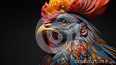 Majestic Indian Rooster Stock Photo