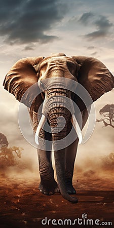 Majestic Junglepunk Elephant In Richly Detailed 8k Resolution Stock Photo