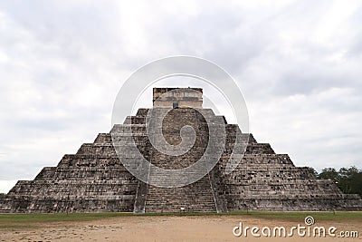 Majestic Kukulcan Pyramid, El Castillo, The Castle from the side, Chichen Itza, Valladolid, Mexico Stock Photo