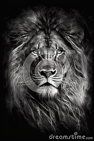 Majestic lion , artistic graphic design, portrait. Generative Ai Stock Photo