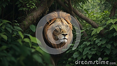 A lion in a jungle photography Stock Photo