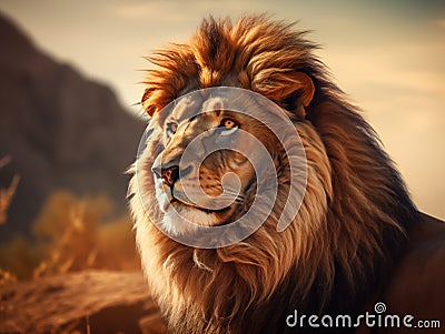 majestic lion in its natural habitat Stock Photo