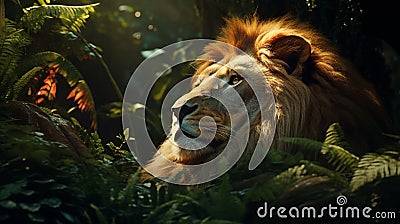 Majestic lion resting with eyes half-closed Stock Photo