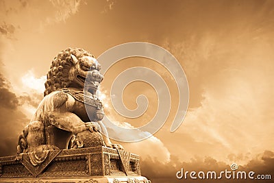 Majestic lion statue Stock Photo