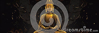 Majestic Mahavira Statue: A Vibrant Abstract Banner, generative AI Stock Photo