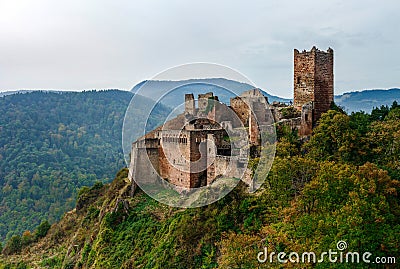 Majestic medieval castle Saint-Ulrich on the top of the hill Stock Photo